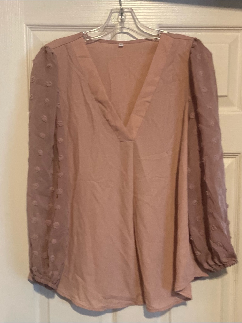 Swiss Dot High Low Hem Blouse Fall Women size large pink shirt